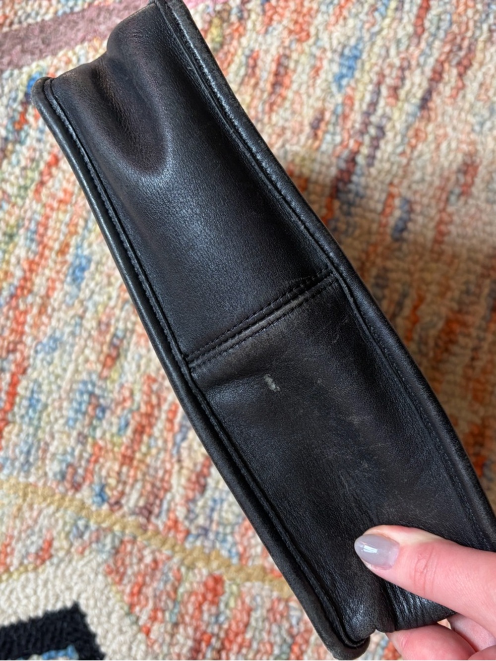 Coach Black Leather Top-Handle Bag with Turn-Lock - Picture 5 of 5